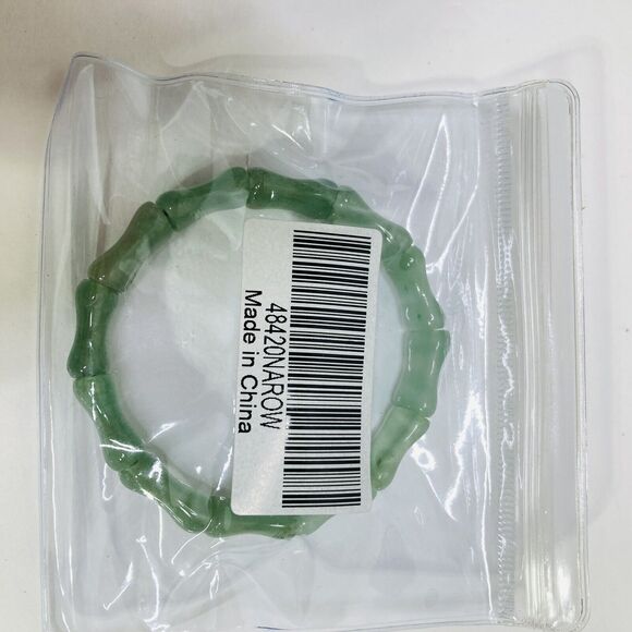 Green Jade Gemstone Translucent Band Stretch Bracelet Fashion Womans - Picture 9 of 10